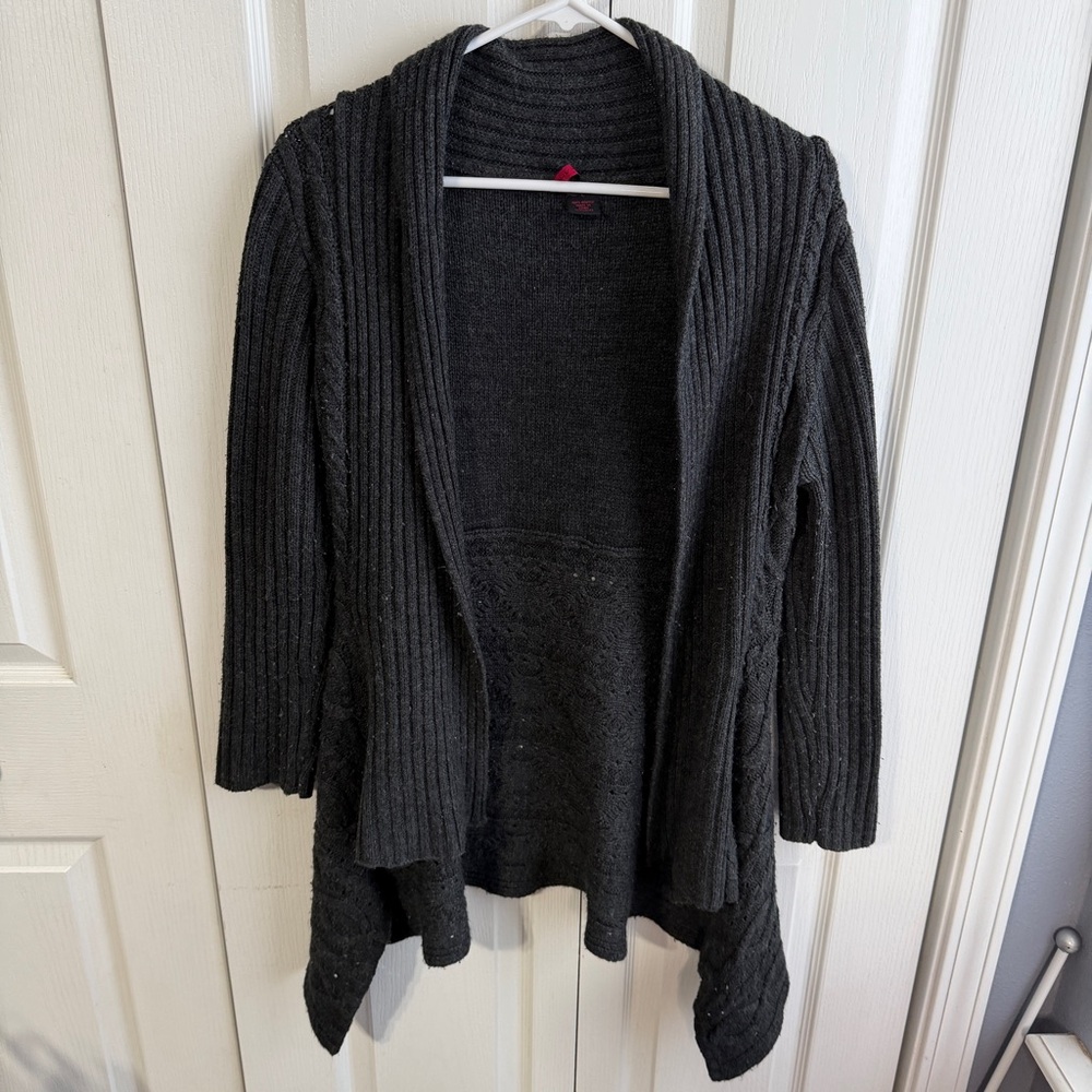 Heart N Crush black dark gray cable knit cardigan size large